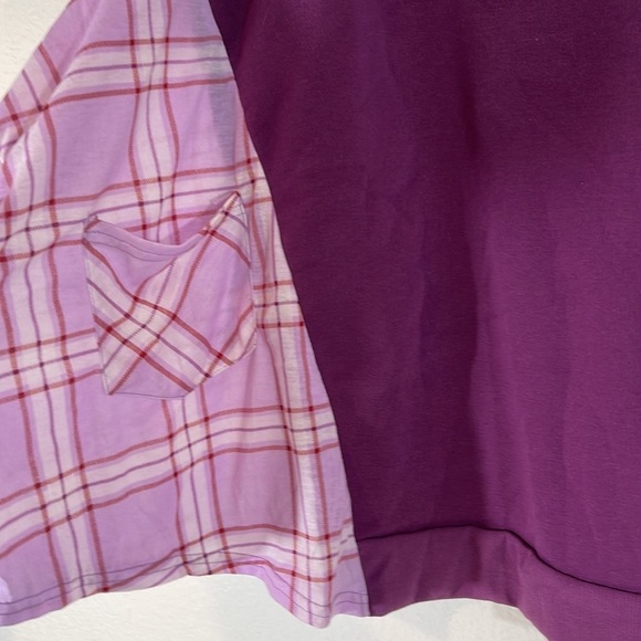 Paper & Tee Deep Purple Plaid Flannel Pullover V Neck Sweater Size 3XL New - Picture 2 of 8